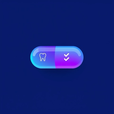 Flat illustration of a tooth icon next to a checklist and a phone