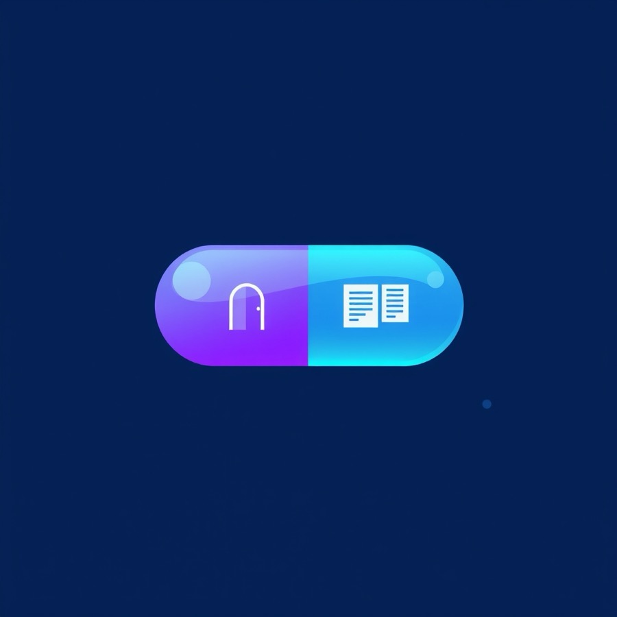 Flat illustration of an open doorway next to a document with text lines