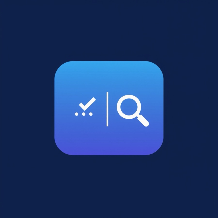 Flat illustration of a checklist next to a magnifying glass and a question mark