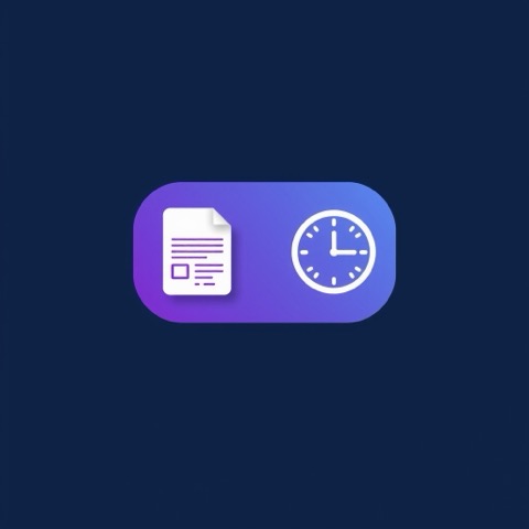 Flat illustration of an invoice with a clock icon and a dollar sign