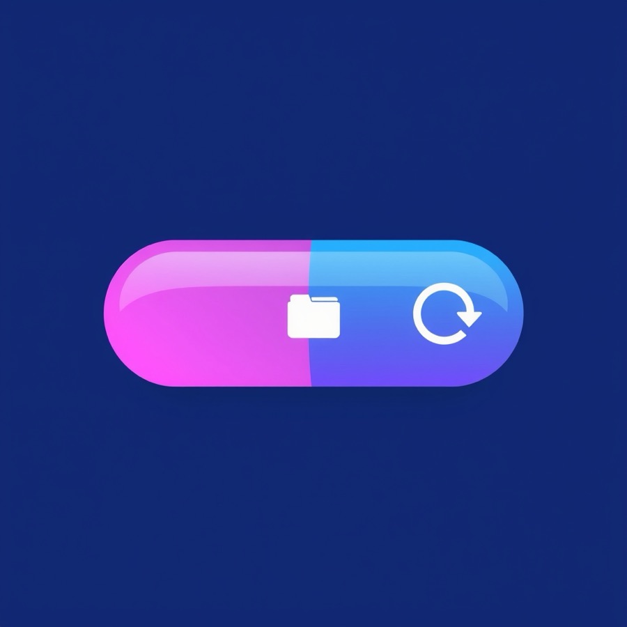Flat illustration of a folder next to a circular refresh arrow
