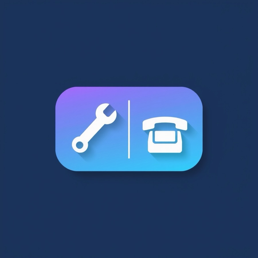Flat illustration of a wrench and a water pipe next to a ringing phone