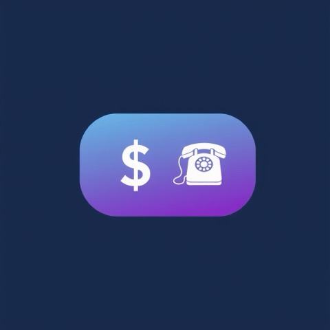 Flat illustration of a price tag next to a phone headset and a dollar sign