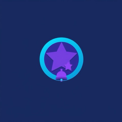 Flat illustration of a star badge with a notification bell