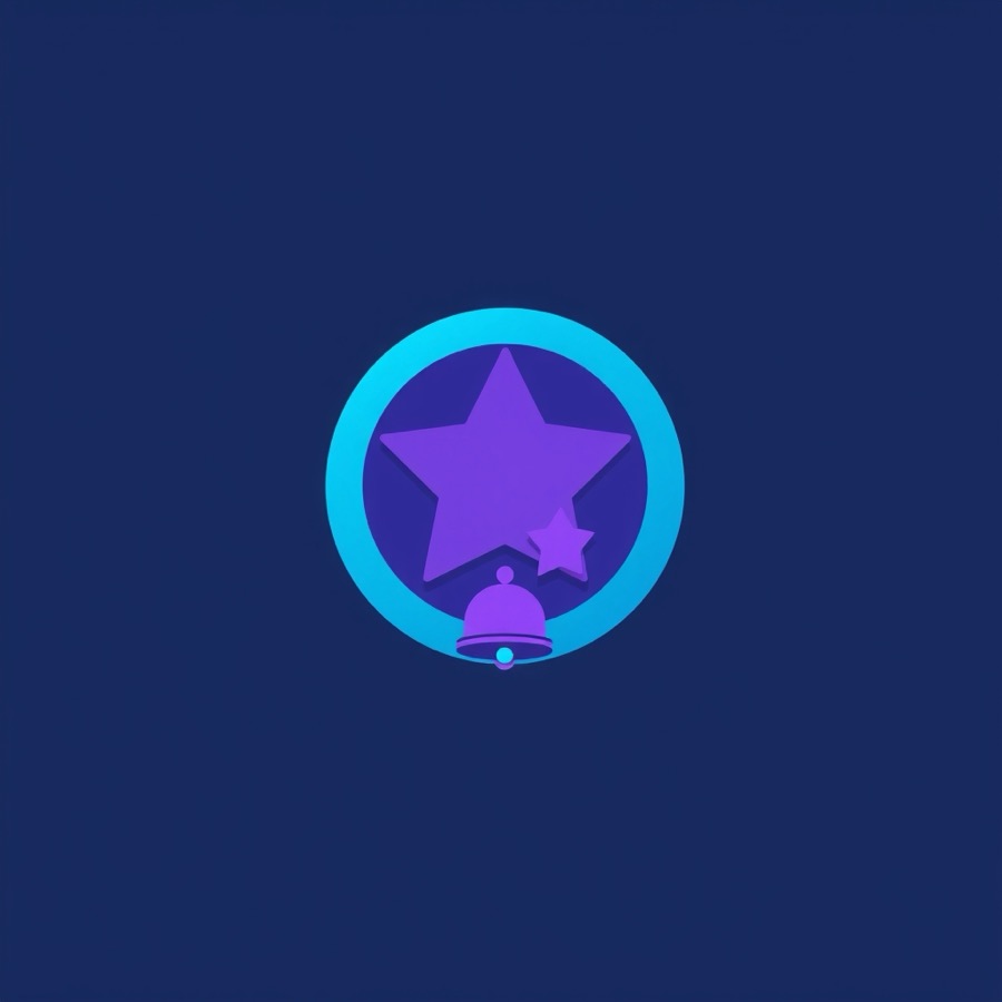Flat illustration of a star badge with a notification bell, representing automated review requests