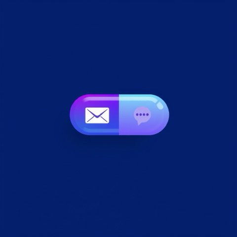 Flat illustration of an envelope next to a speech bubble with three dots